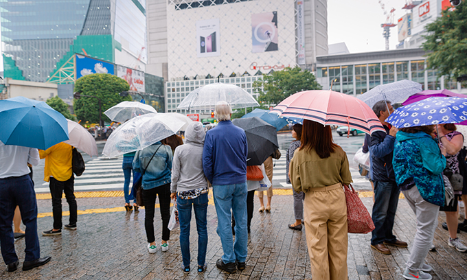 渋谷、雨の様子