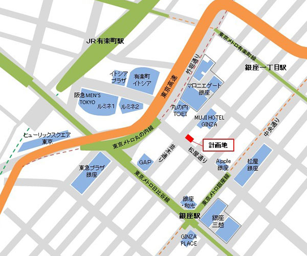 阪急阪神銀座ビルの位置図