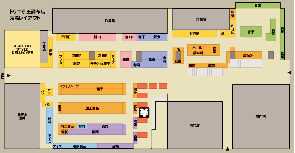 成城石井トリエ京王調布店の売場レイアウト