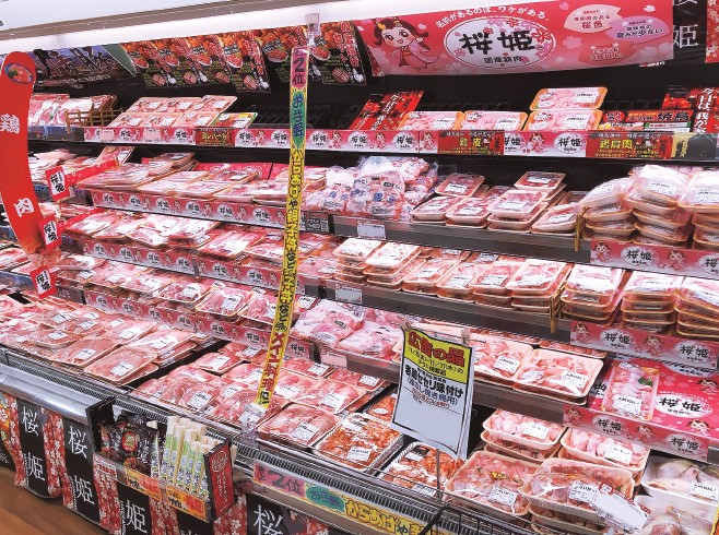 新「桜姫ちゃん」の販促物を使用した売場展開 MEGAドン・キホーテ 室蘭中島店