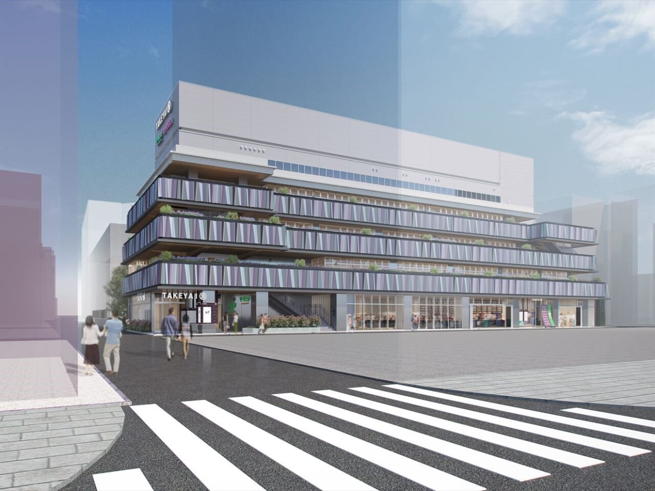 多慶屋ホールディングスが上野御徒町にオープンさせる商業施設「TAKEYA1」の外観イメージ
