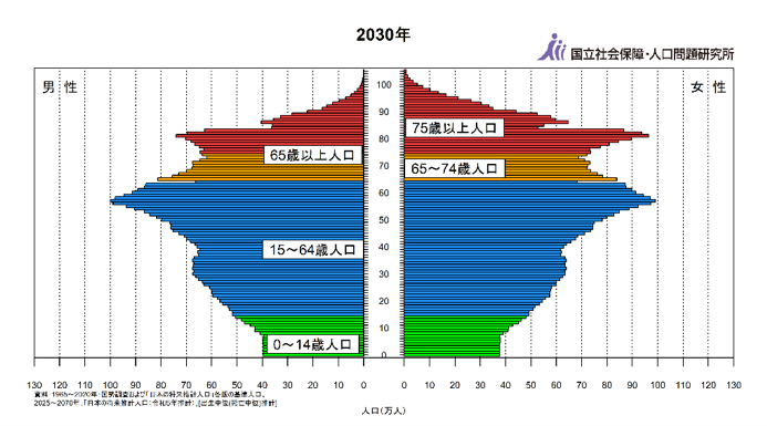 図表1 2030年人口ピラミッド