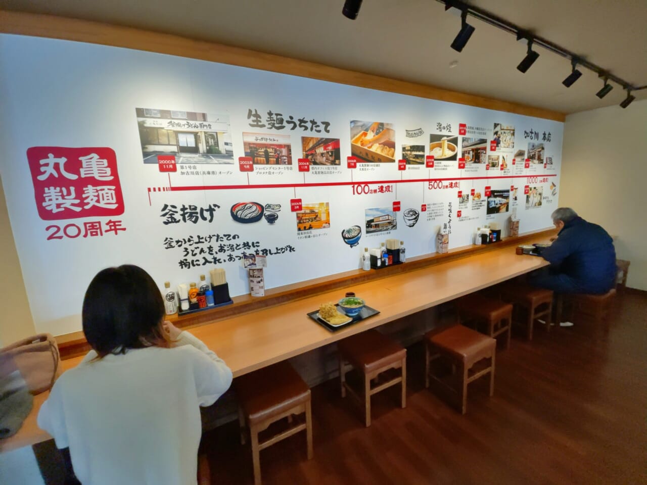 カウンター席の壁に掲示されている年表