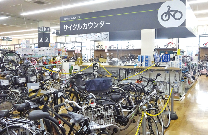 セキチュー上尾店のサイクルコーナー