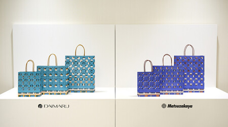 大丸松坂屋百貨店が刷新する大丸（左）と松坂屋の新たな紙袋