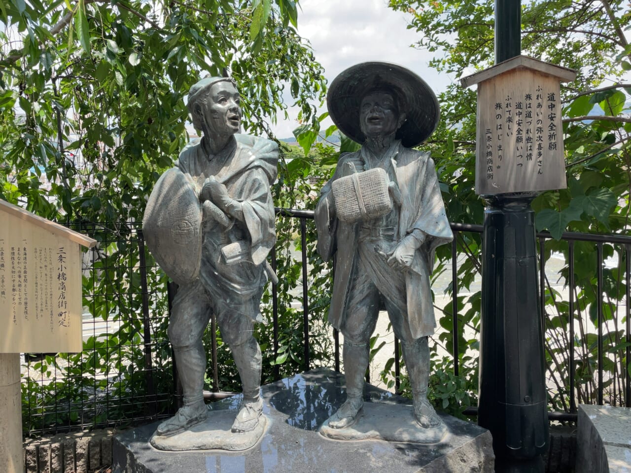 三条大橋のたもとにある「弥次喜多像」