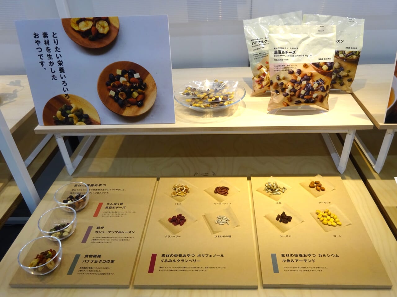 「素材の栄養おやつ」シリーズからは、「ポリフェノール くるみ&クランベリー」「カルシウム 小魚&アーモンド」の2種類を追加で販売する