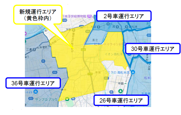 デリシア移動スーパー 運行エリアイメージ