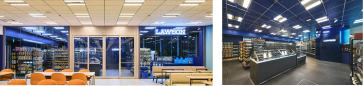 「ローソン S KDDI高輪本社店」外観、「ローソン S KDDI高輪本社店」店内