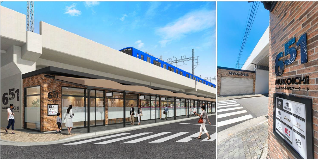 阪神武庫川駅東側の高架下商業施設「651MUKOICHI （ムコイチ）」の外観 イメージ）