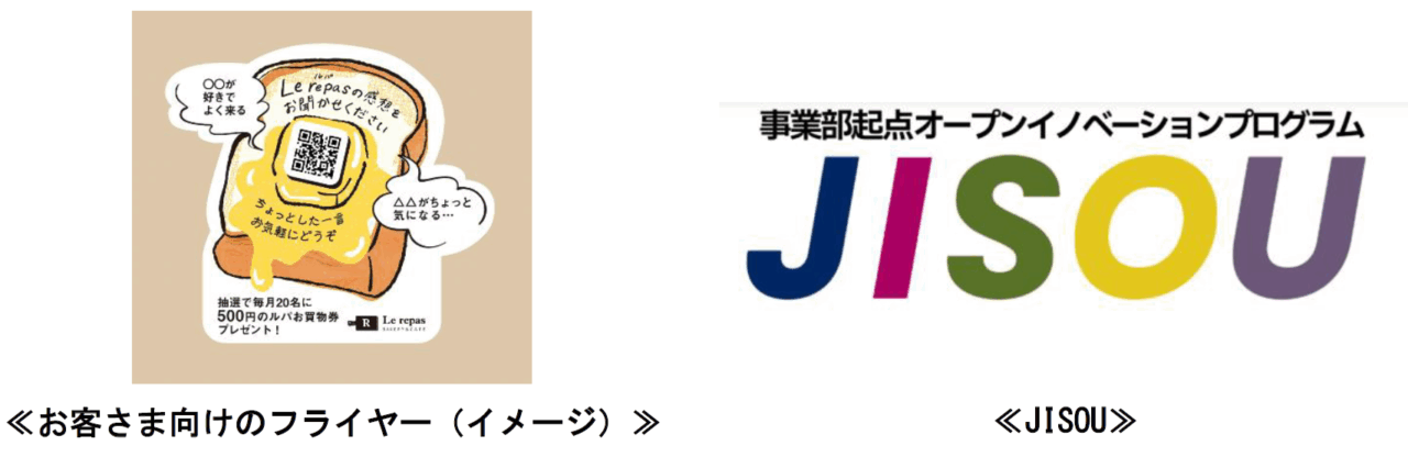 京王電鉄の実証実験、顧客向けのフライヤーとJISOUのロゴ